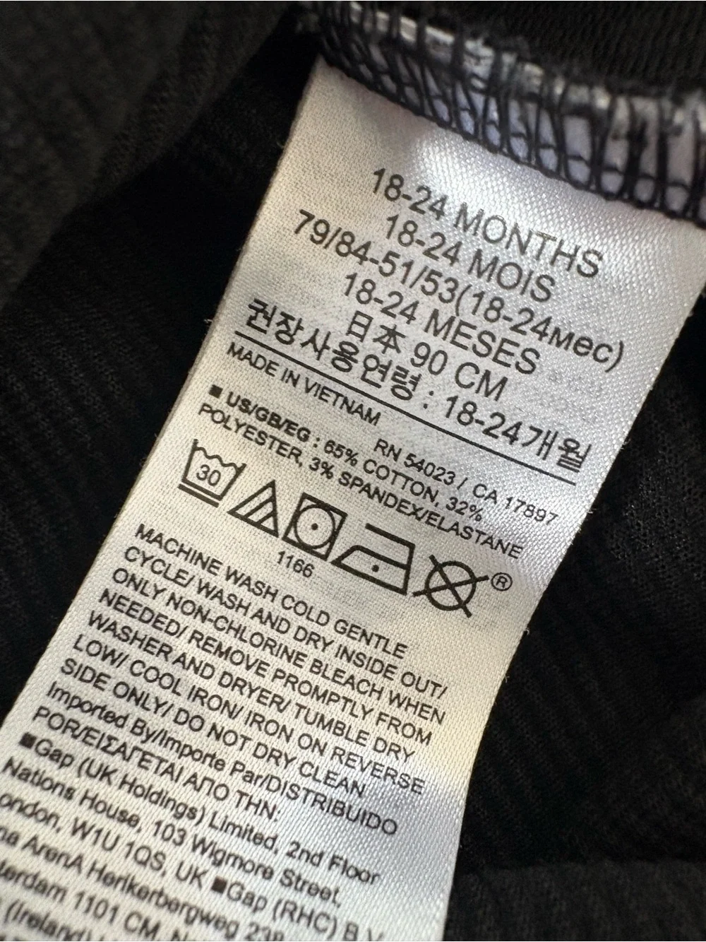 GAP Girls' Black Ribbed Velour Dress Size 18-24M